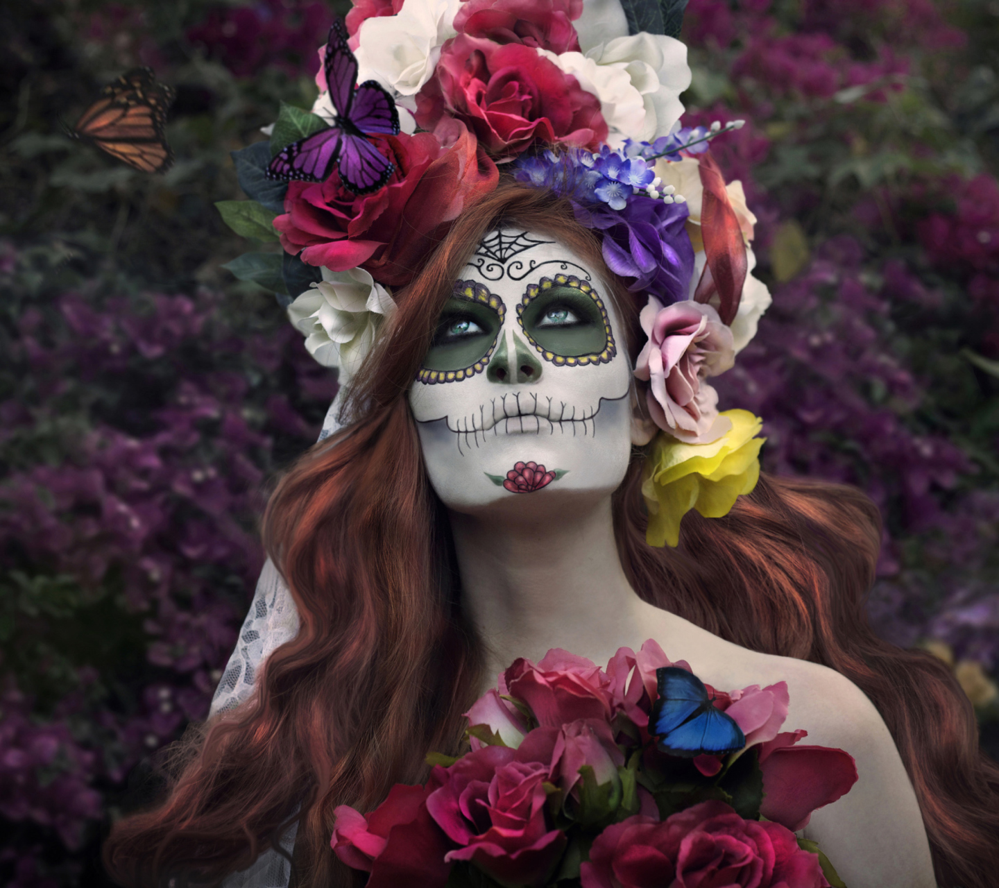 Обои Mexican Day Of The Dead Face Art 1440x1280