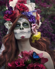 Das Mexican Day Of The Dead Face Art Wallpaper 176x220