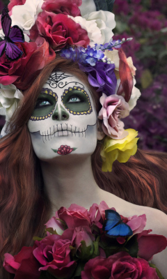 Das Mexican Day Of The Dead Face Art Wallpaper 240x400
