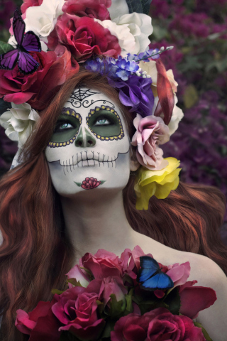 Das Mexican Day Of The Dead Face Art Wallpaper 320x480