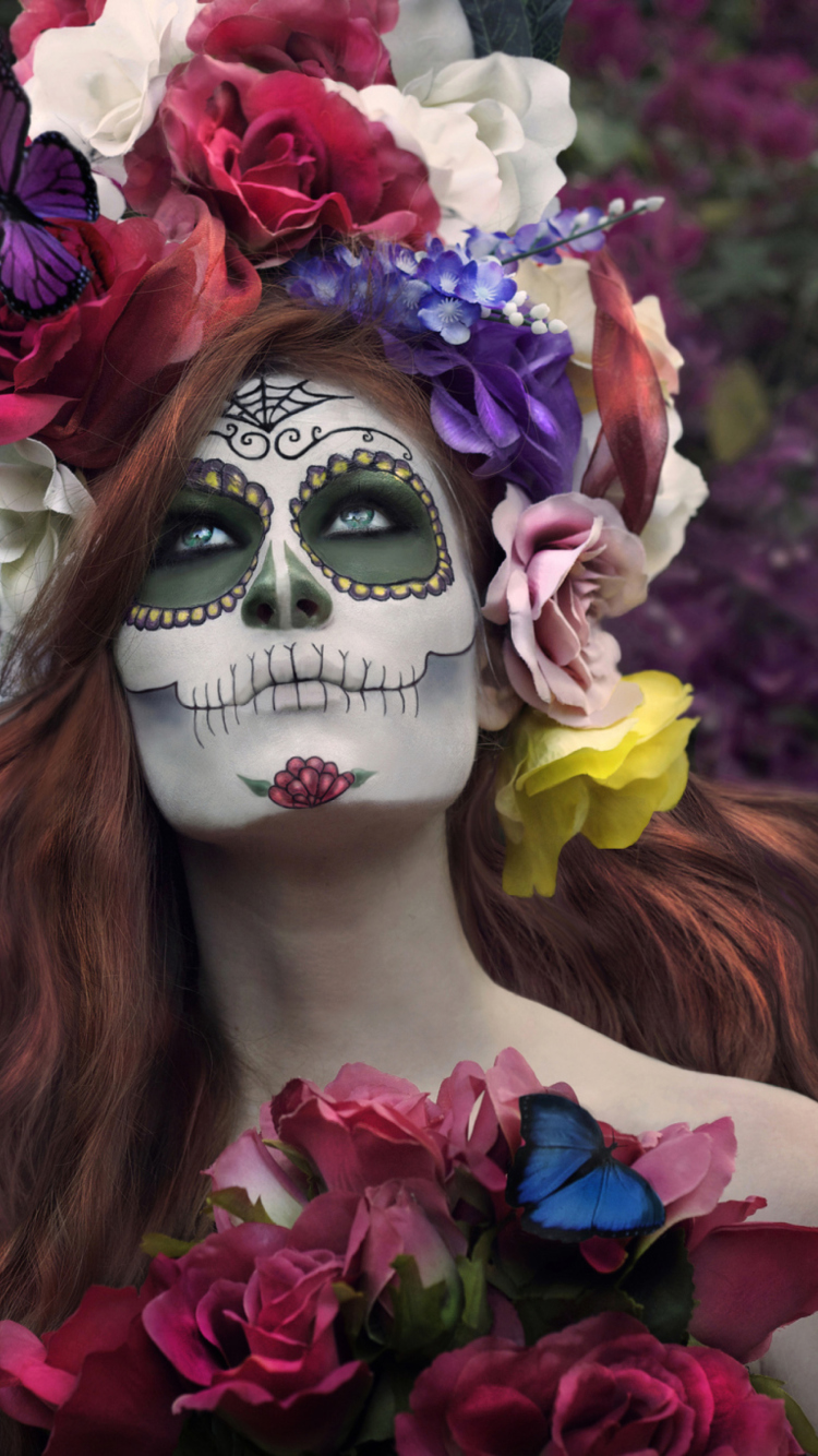Fondo de pantalla Mexican Day Of The Dead Face Art 750x1334