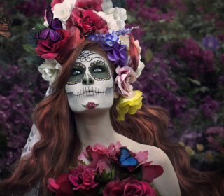 Mexican Day Of The Dead Face Art Picture for 128x128
