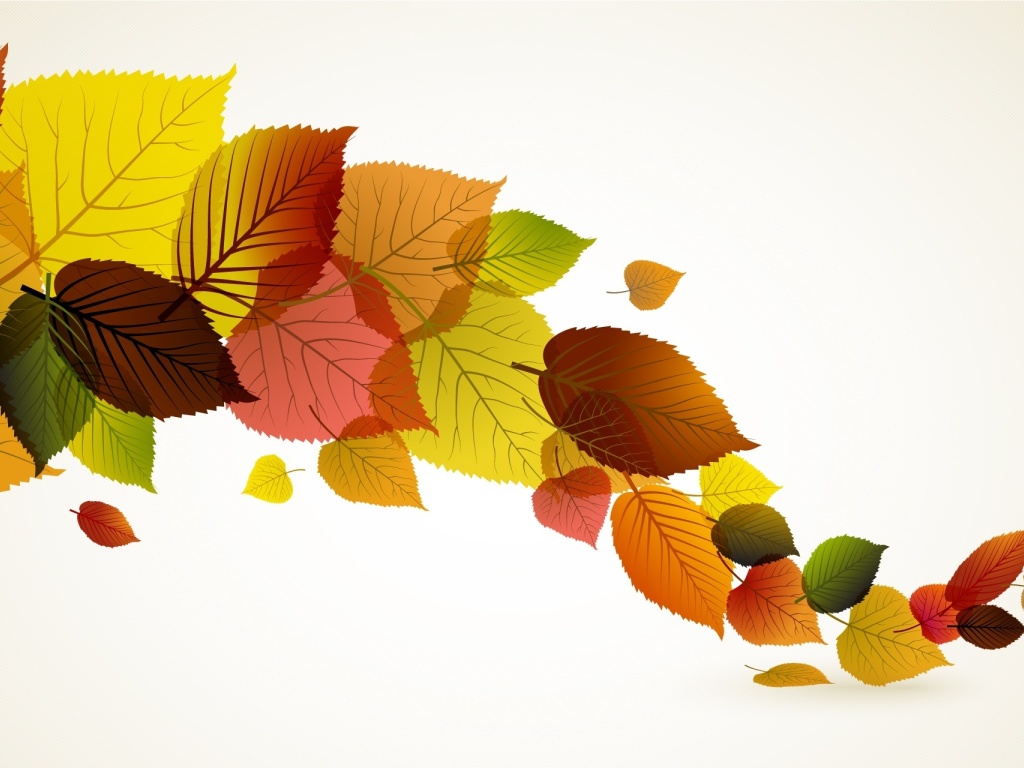 Drawn autumn leaves wallpaper 1024x768