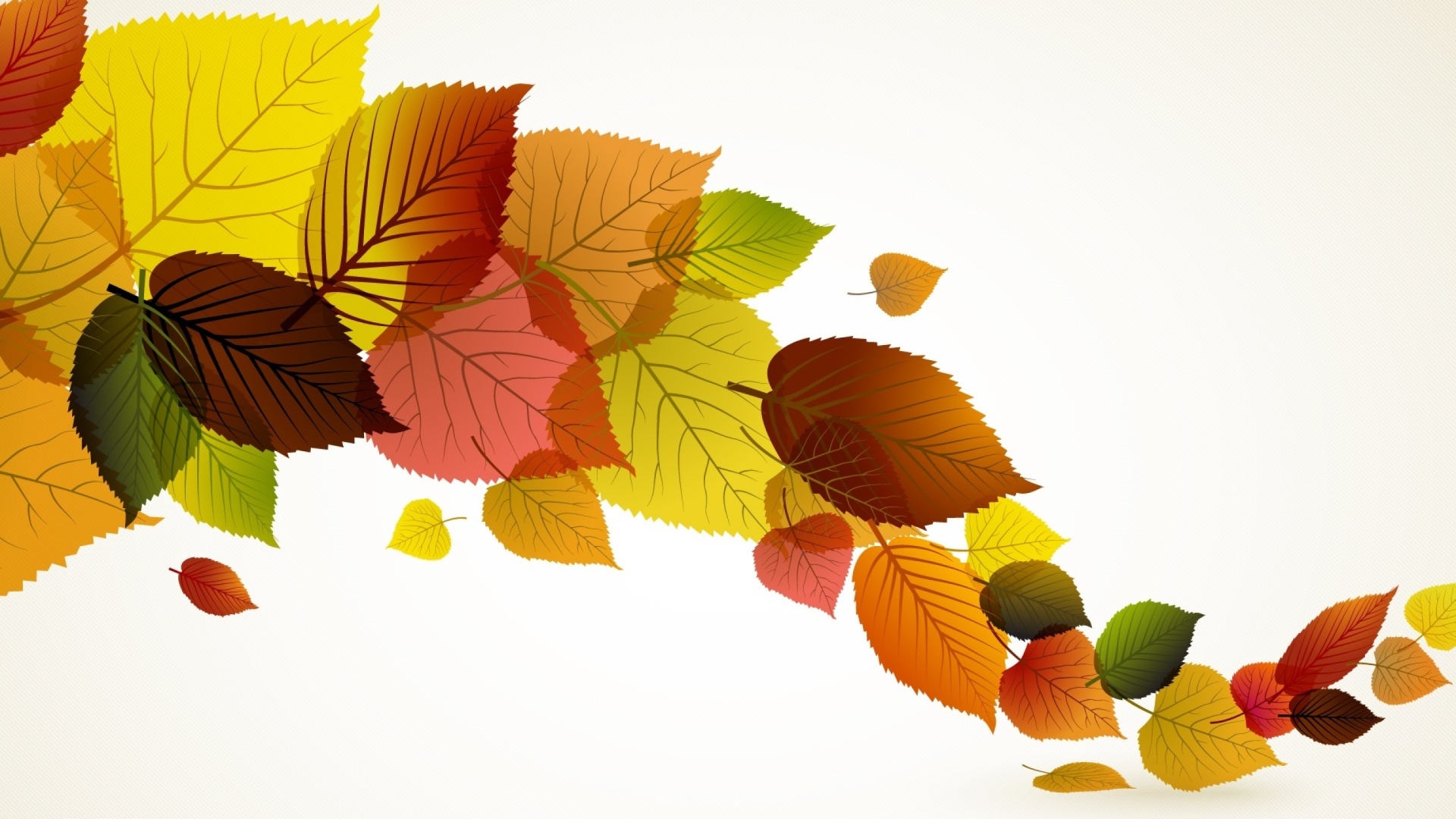Das Drawn autumn leaves Wallpaper 1920x1080