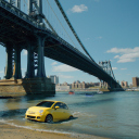 Screenshot №1 pro téma Yellow Fiat 500 Under Bridge In New York City 128x128