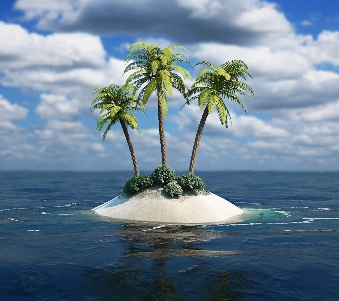 Обои 3D Palm Tree Island 1440x1280