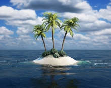 Обои 3D Palm Tree Island 220x176