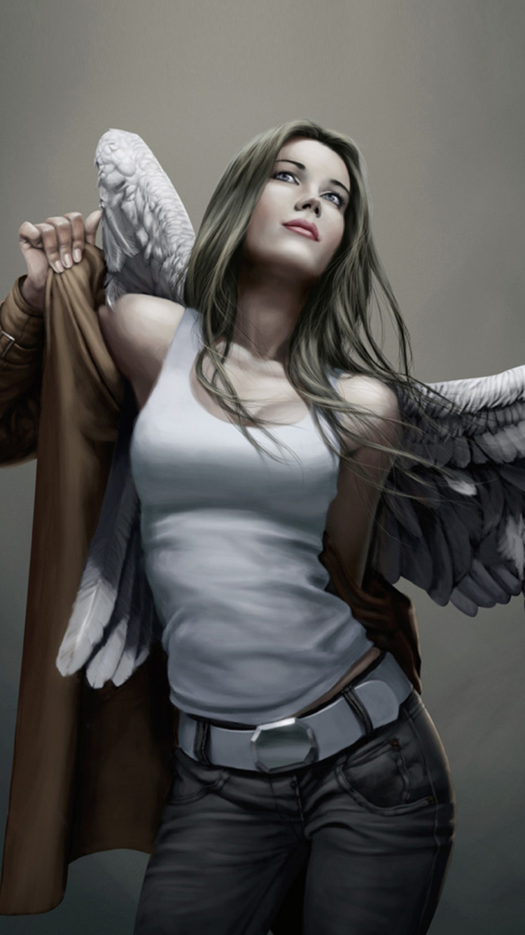 Обои Angel Drawn Art 750x1334