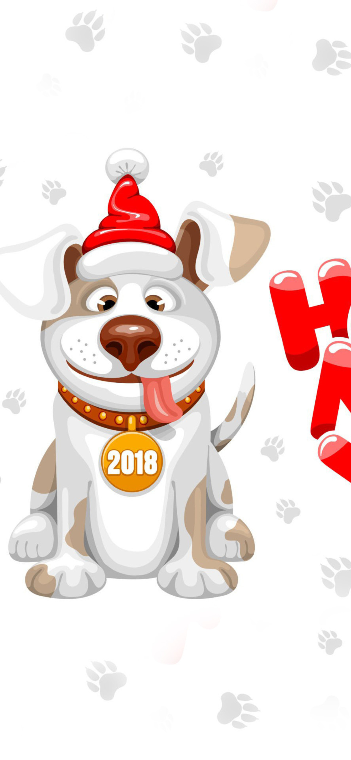 Обои New Year Dog 2018 1170x2532