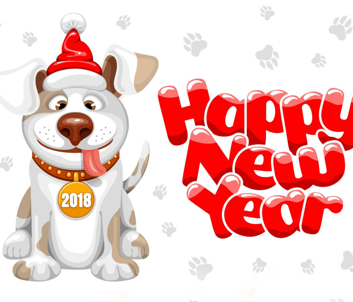 Обои New Year Dog 2018 1200x1024