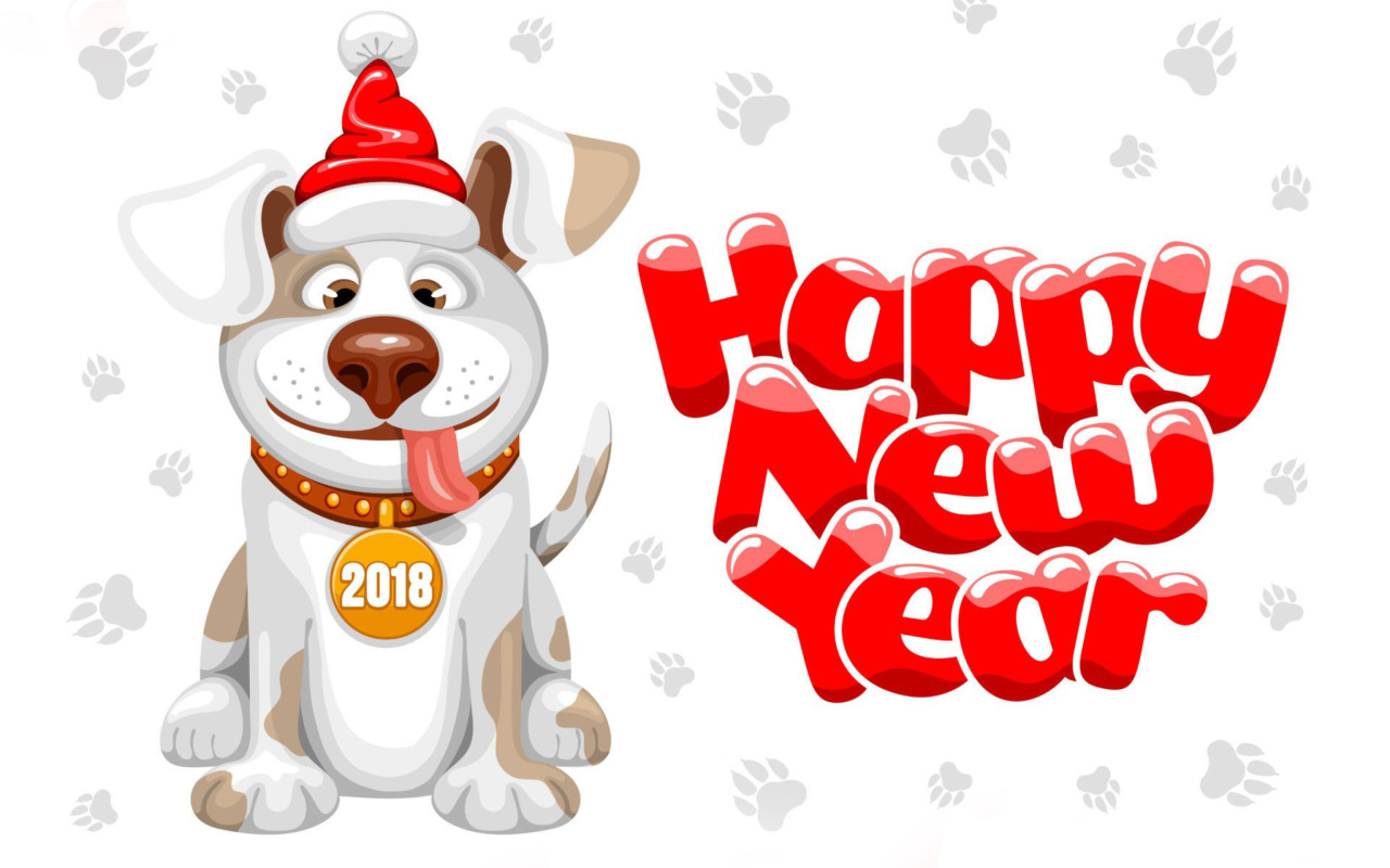 Fondo de pantalla New Year Dog 2018 1280x800