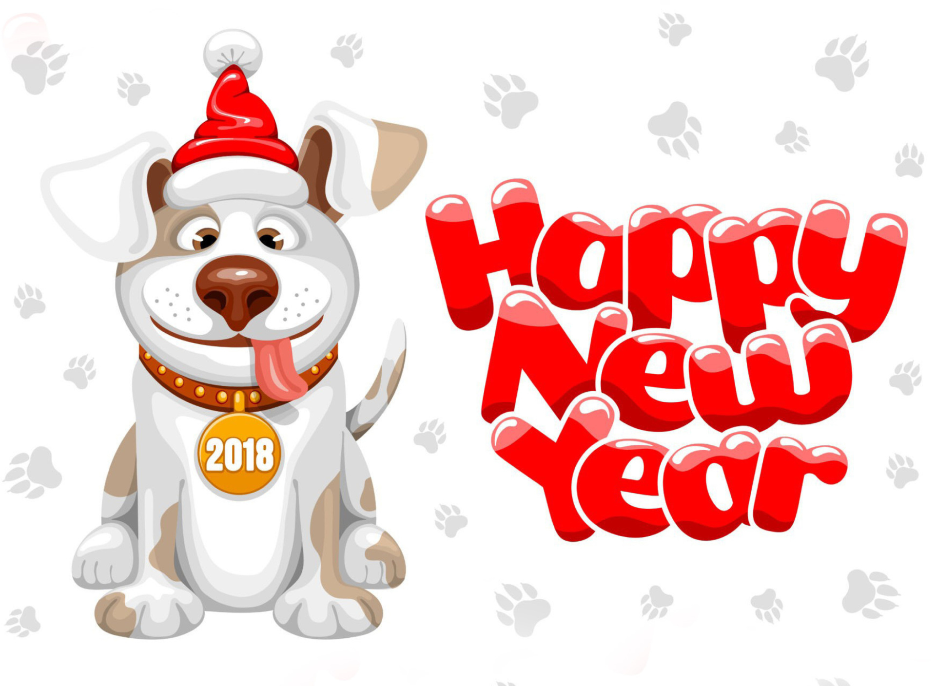 Обои New Year Dog 2018 1920x1408