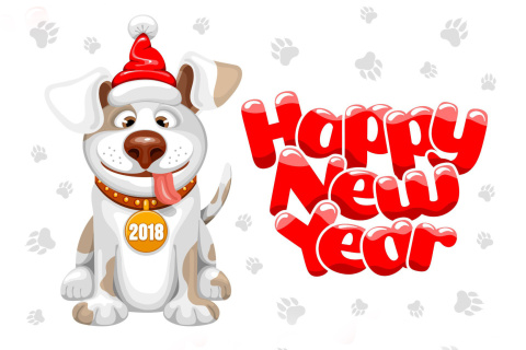 New Year Dog 2018 wallpaper 480x320