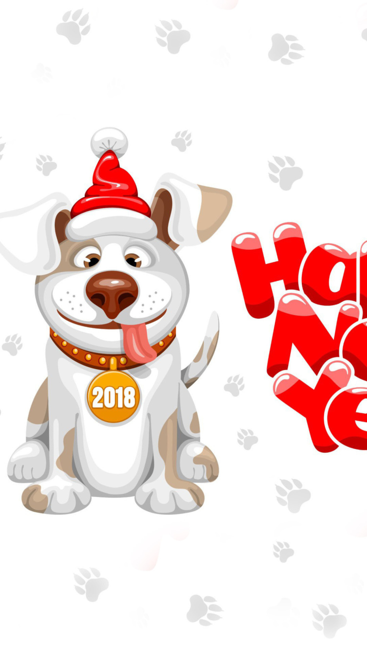 Das New Year Dog 2018 Wallpaper 750x1334
