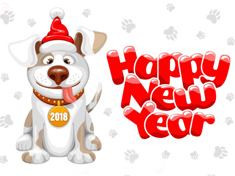 Sfondi New Year Dog 2018 800x600