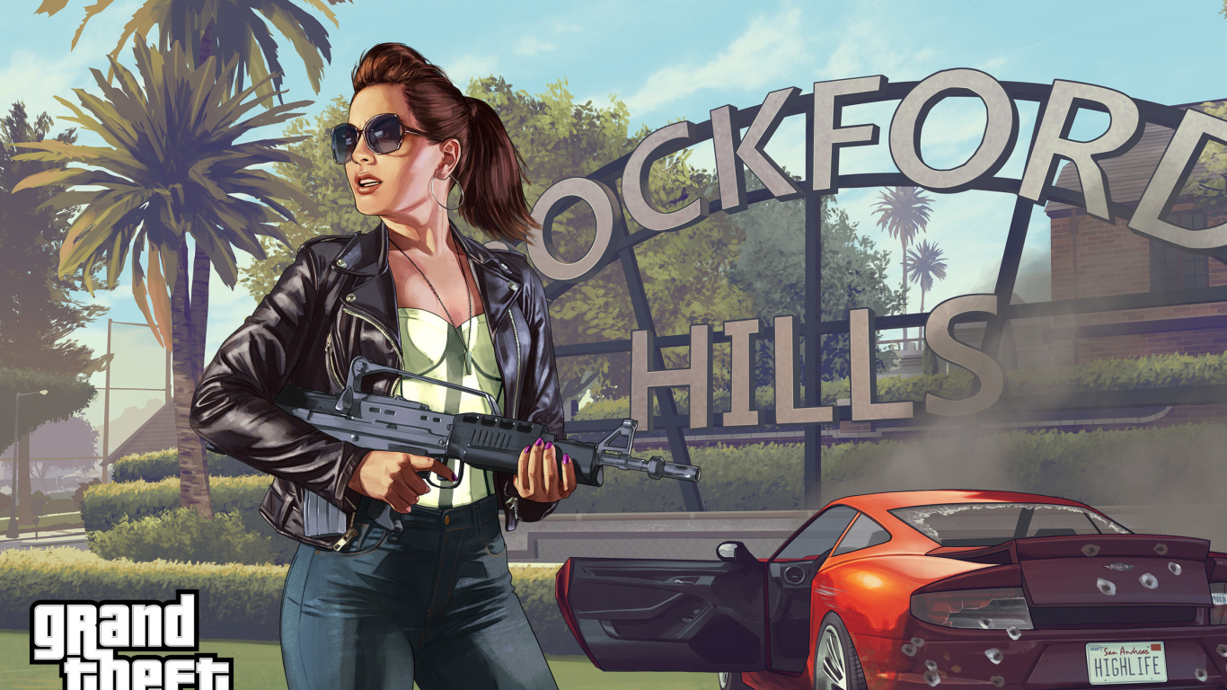 Sfondi Grand Theft Auto V Girl 1366x768