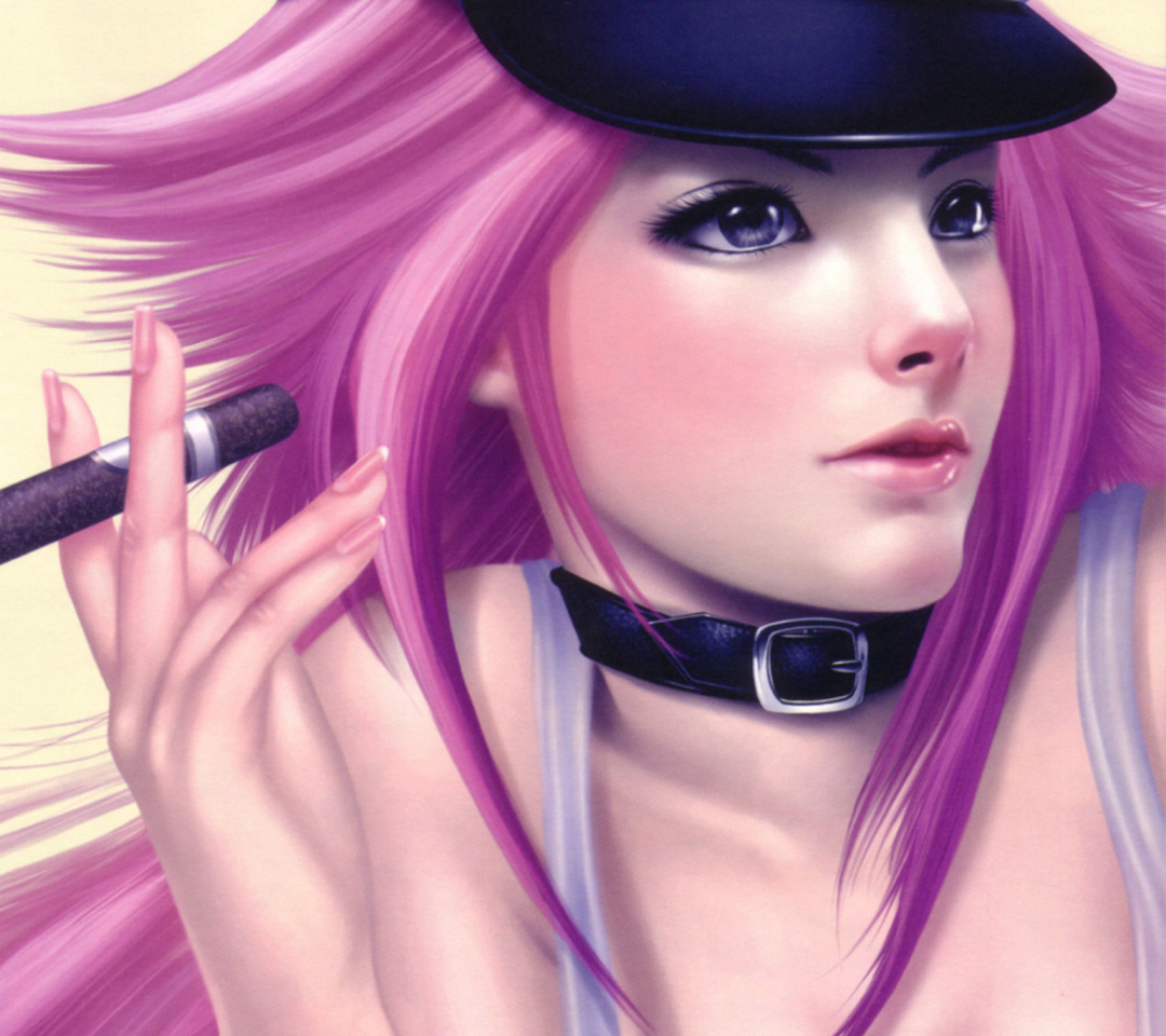 Das Girl With Pink Hair Wallpaper 1080x960