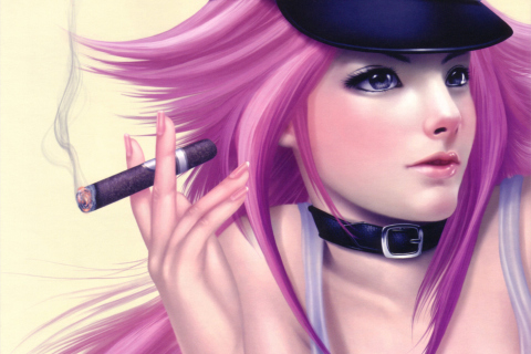 Das Girl With Pink Hair Wallpaper 480x320