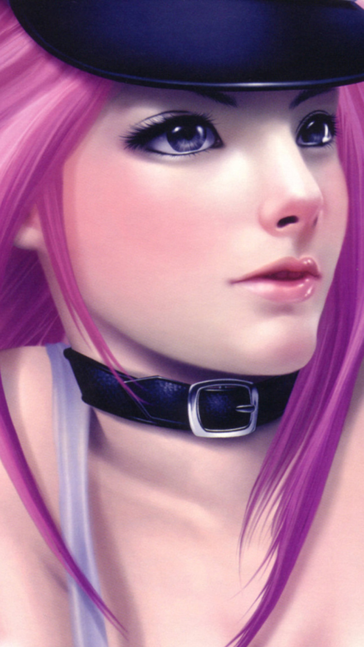 Girl With Pink Hair wallpaper 750x1334