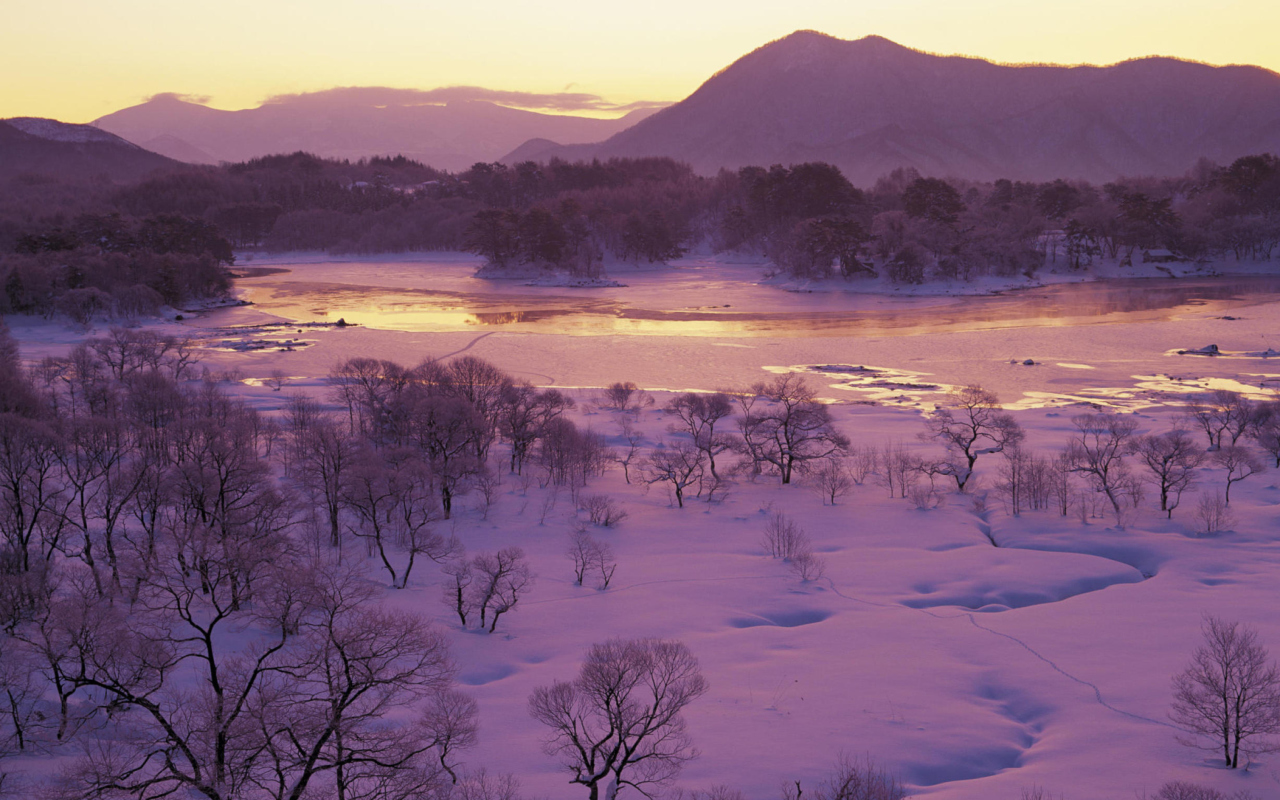 Fondo de pantalla Winter Landscape In Fukushima Japan 1280x800