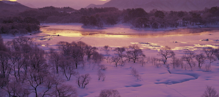 Das Winter Landscape In Fukushima Japan Wallpaper 720x320
