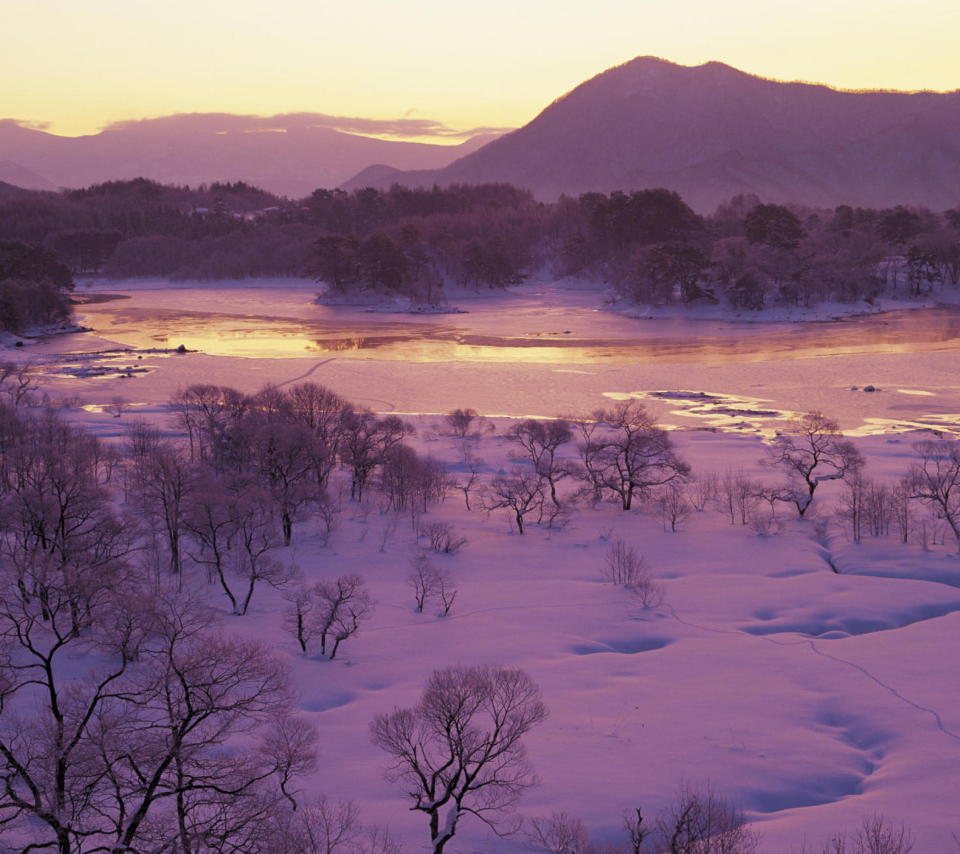 Das Winter Landscape In Fukushima Japan Wallpaper 960x854
