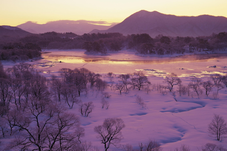 Sfondi Winter Landscape In Fukushima Japan