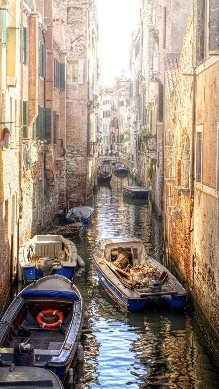 Fondo de pantalla Canals of Venice Painting 750x1334