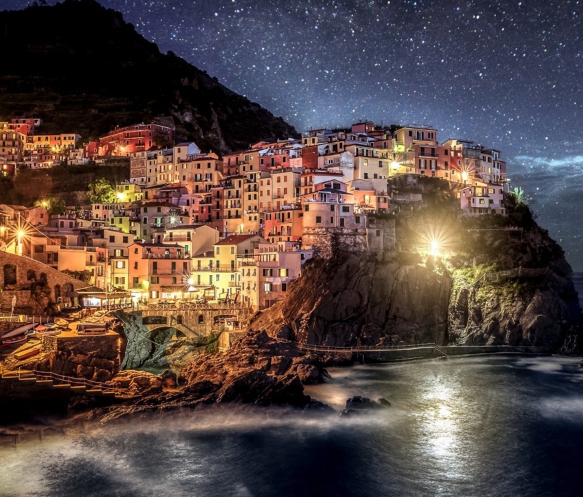 Das Night Italy Coast Wallpaper 1200x1024