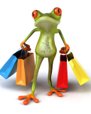 3D Frog Shopping wallpaper 128x160