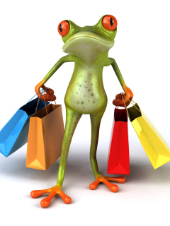 Обои 3D Frog Shopping 240x320