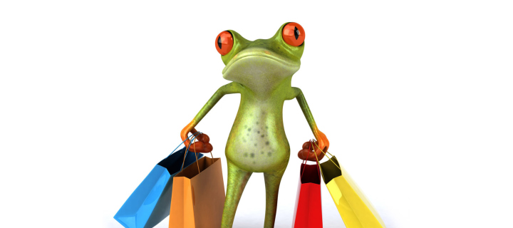 3D Frog Shopping wallpaper 720x320