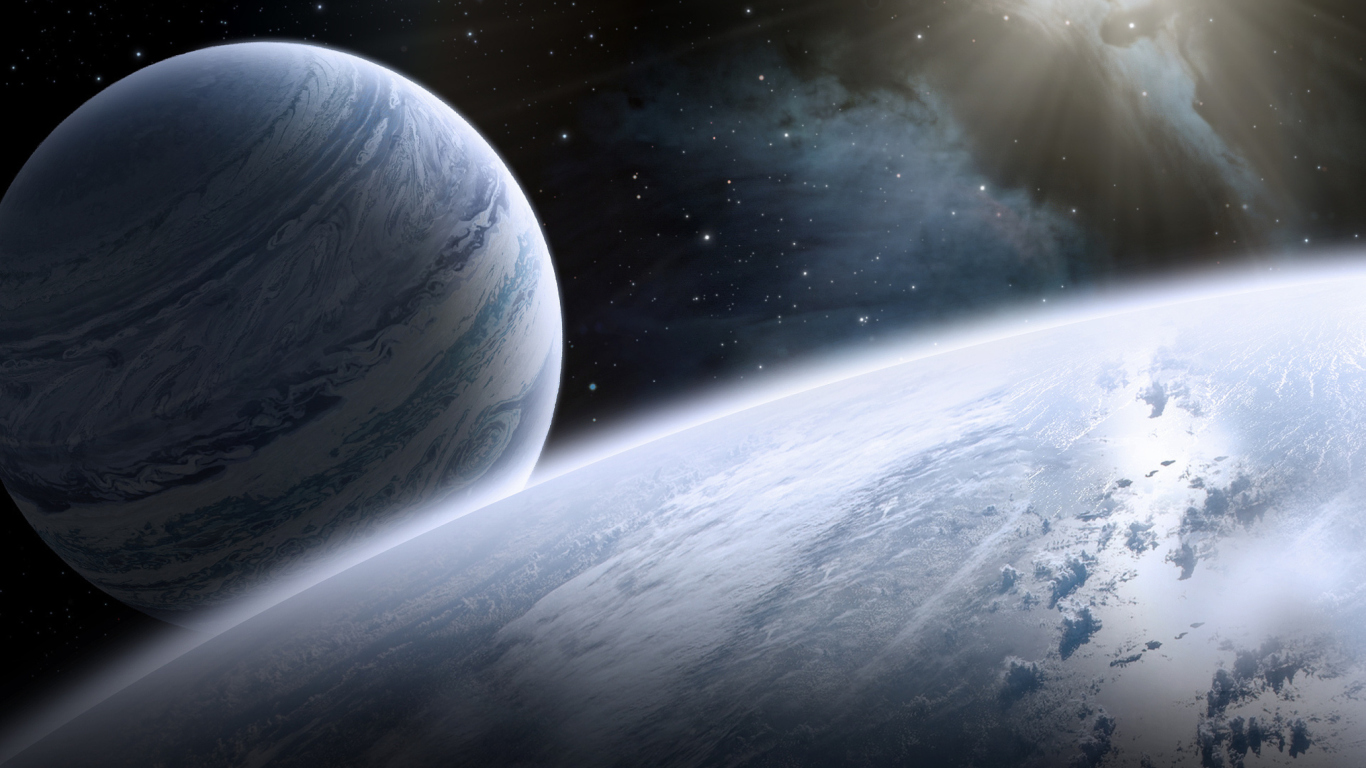 Planet And Stars wallpaper 1366x768