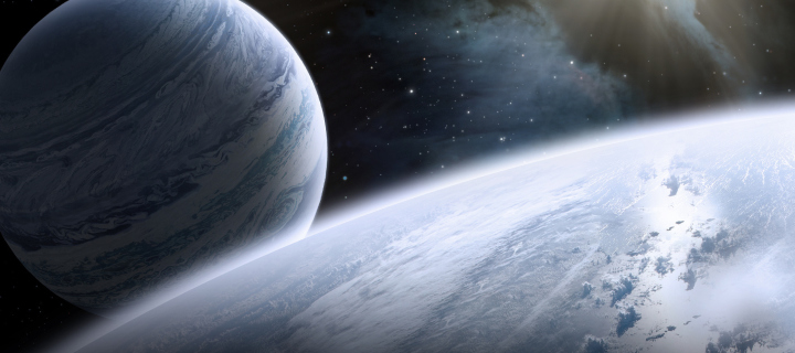 Planet And Stars wallpaper 720x320