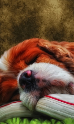 Sleeping Puppy Painting wallpaper 240x400