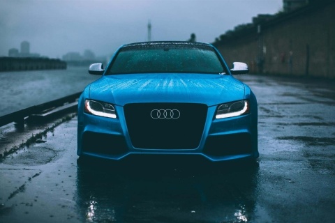 Das Audi S5 Car in Rain Wallpaper 480x320