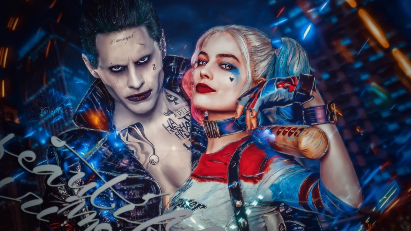 Margot Robbie in Suicide Squad film as Harley Quinn wallpaper 1366x768