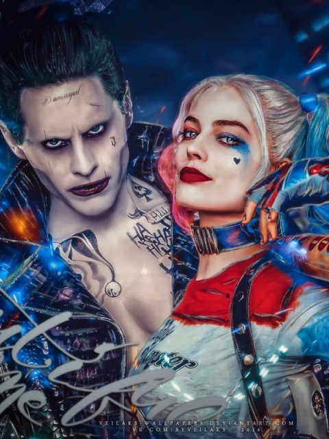 Обои Margot Robbie in Suicide Squad film as Harley Quinn 480x640