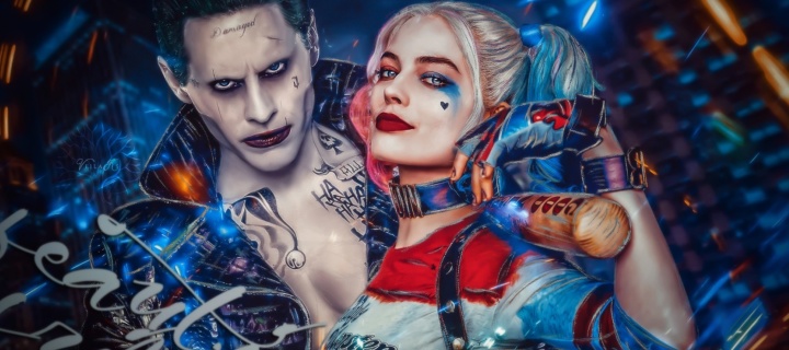Обои Margot Robbie in Suicide Squad film as Harley Quinn 720x320