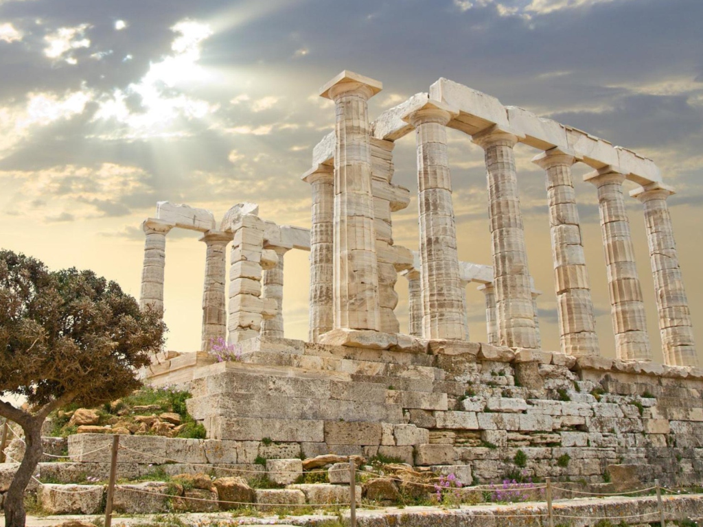 Обои Poseidon Temple Sounion Greece 1024x768
