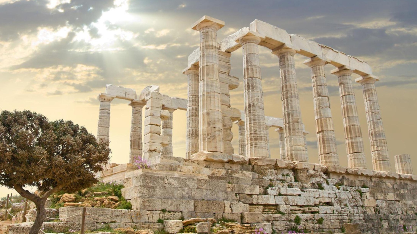 Poseidon Temple Sounion Greece screenshot #1 1366x768