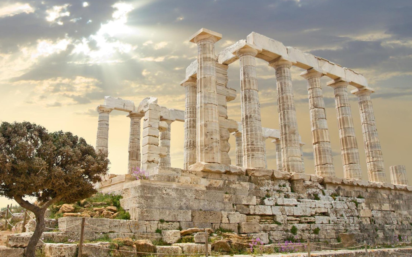 Обои Poseidon Temple Sounion Greece 1440x900