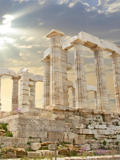 Fondo de pantalla Poseidon Temple Sounion Greece 240x320
