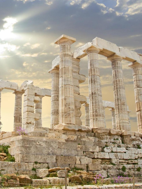 Обои Poseidon Temple Sounion Greece 480x640