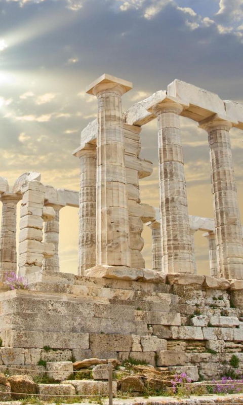 Sfondi Poseidon Temple Sounion Greece 480x800