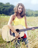 Das Girl with Guitar Wallpaper 128x160