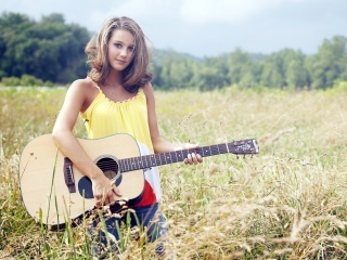 Girl with Guitar wallpaper 320x240