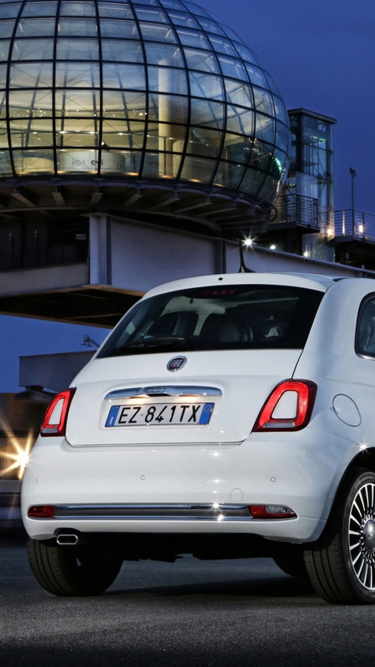 Sfondi White Fiat 500 2016 750x1334