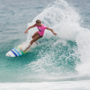 Sfondi Girl In Pink T-Shirt Surfing 128x128