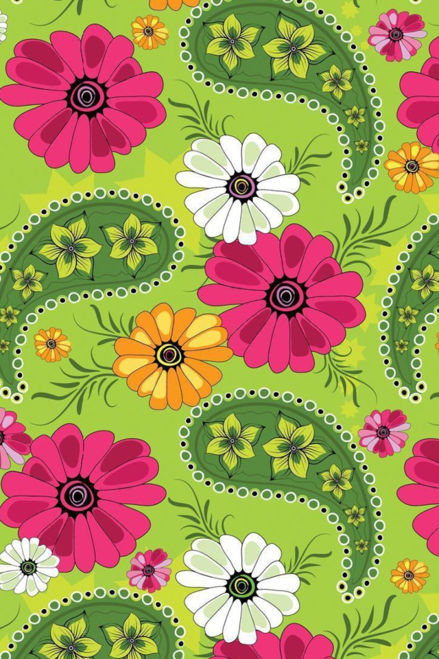 Das Summer Meadow Pattern Wallpaper 640x960